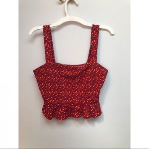 Red Floral Peplum Top